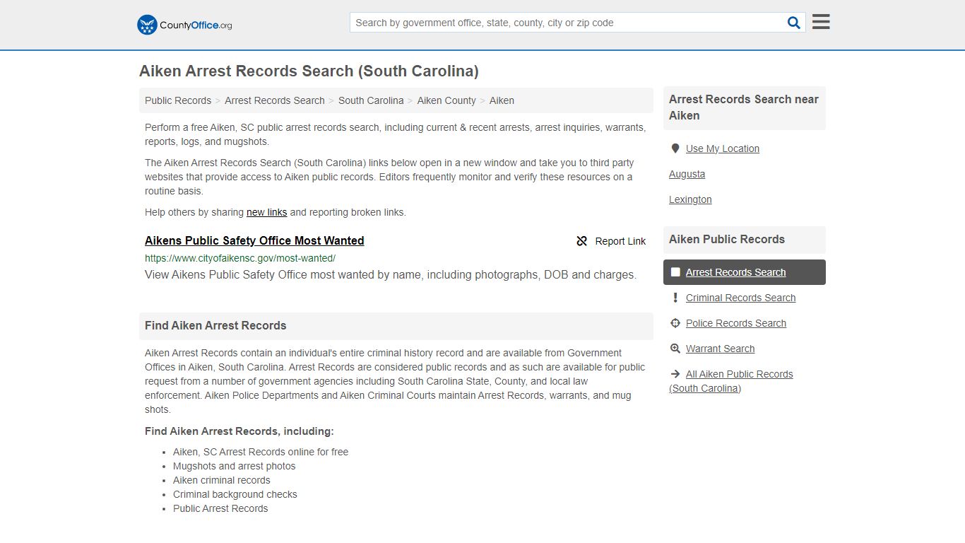 Arrest Records Search - Aiken, SC (Arrests & Mugshots)